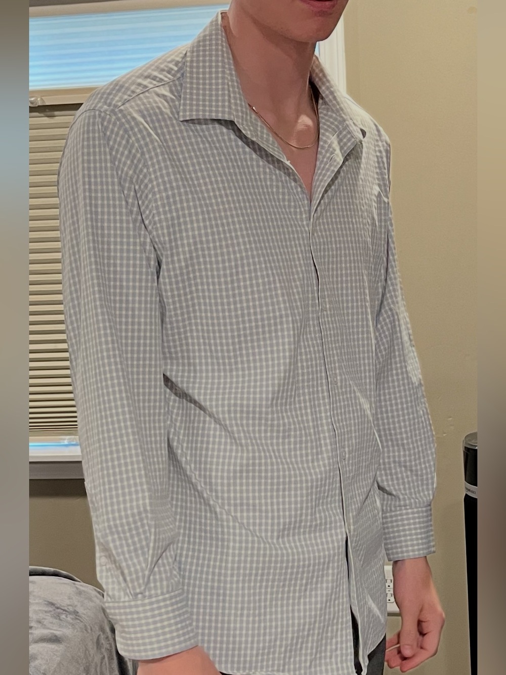 Men's Slim Fit Checked Dress Shirt